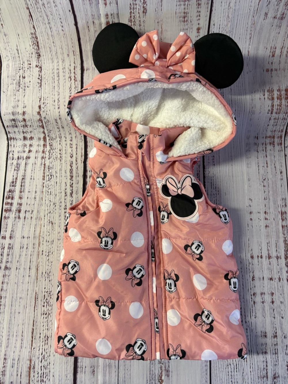 Disney Pink Minnie Mouse Polka Dot Hooded Puffer